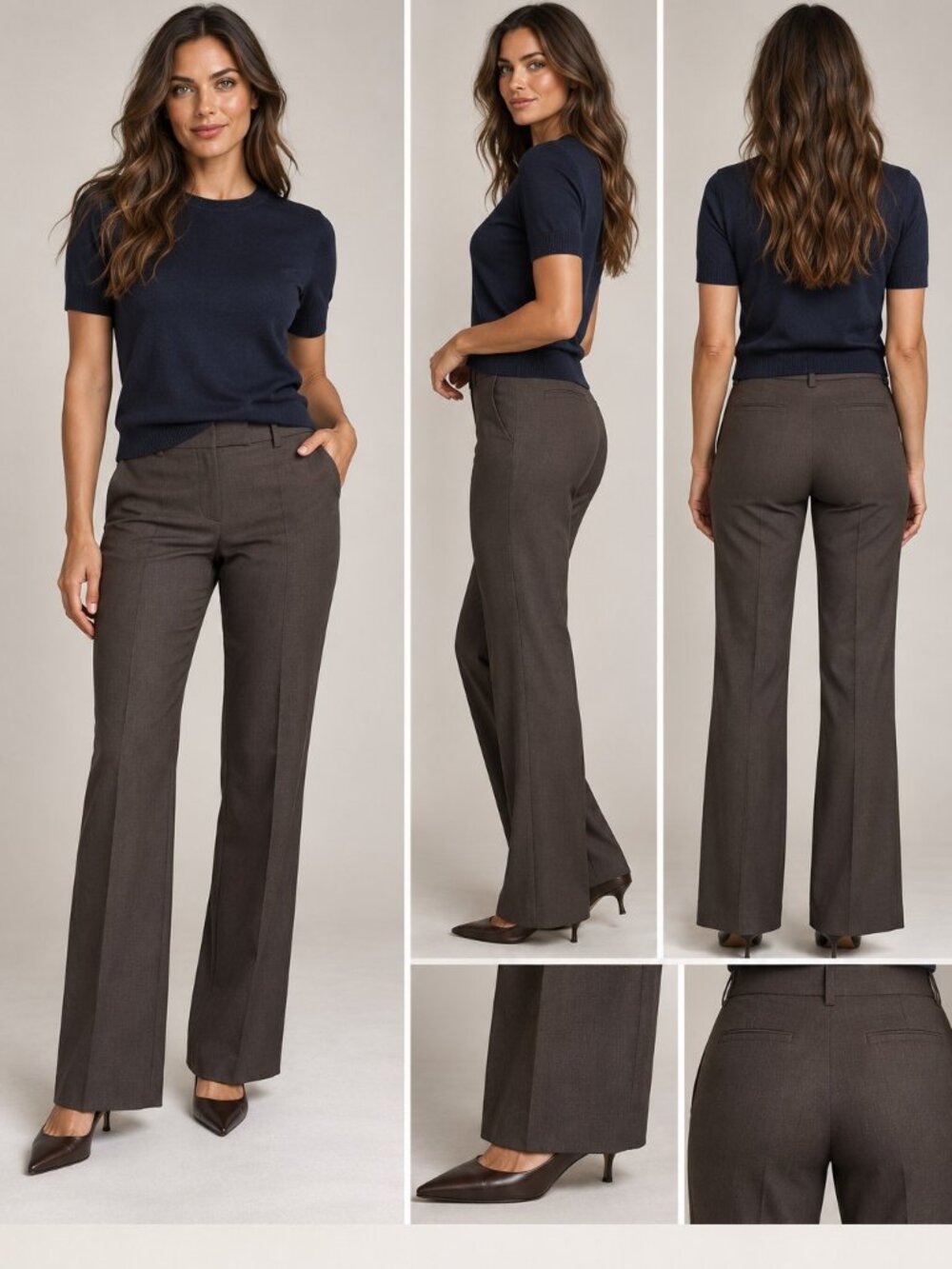 Ann Taylor Brown Wool Blend Trousers Size 10 32" Inseam